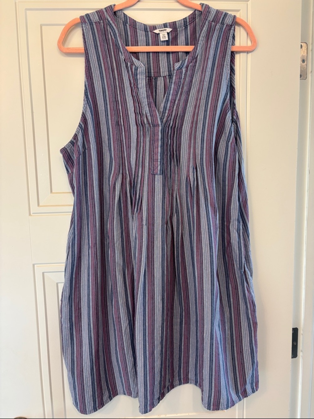 Sonoma Striped Sleeveless Mini Dress in Blue and Purple